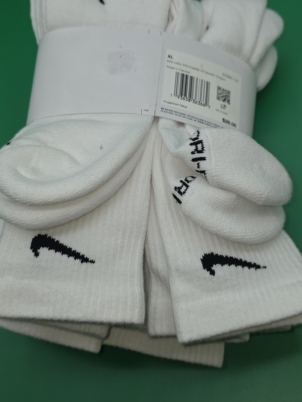 Nike Everyday Plus Cushioned Crew Socks 6-Pack White Size XL (Men’s 12-15)